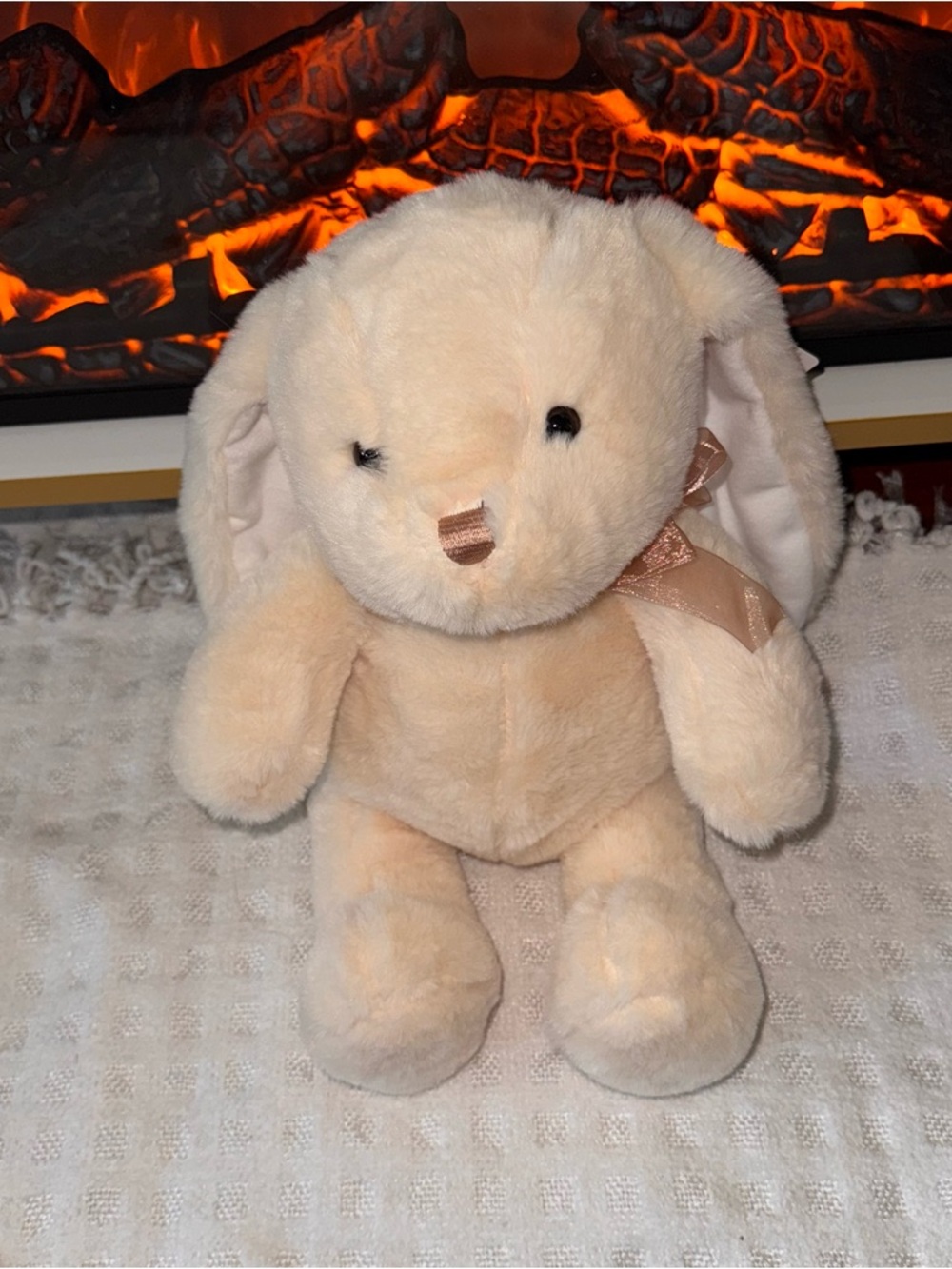 Plush Bunny Stuffed Animal - Cream Soft Cuddly Toy